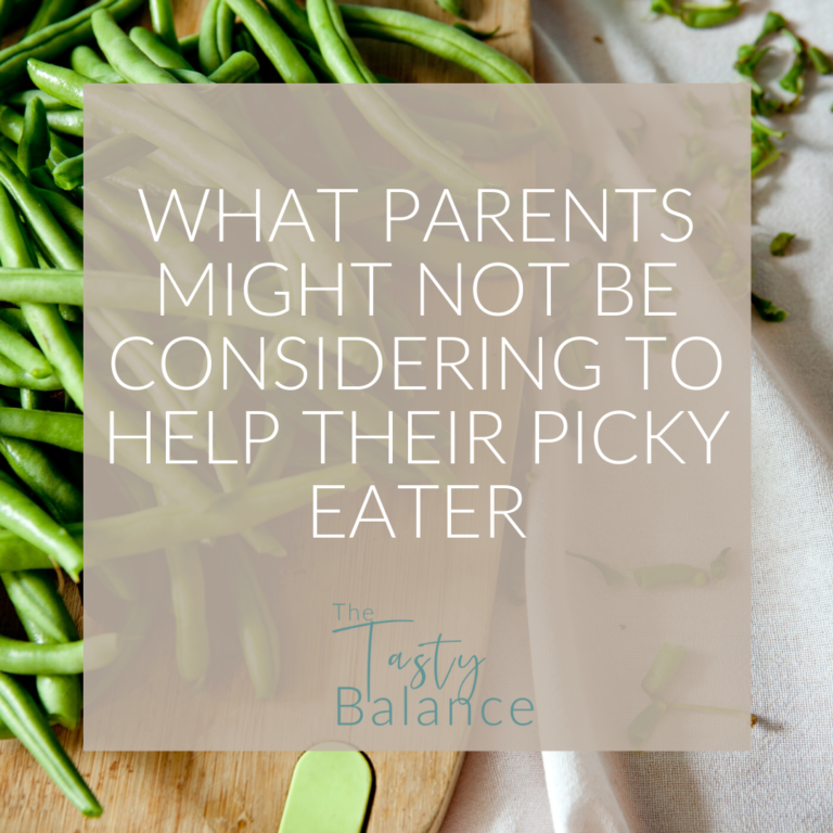 Graphic with about picky eaters with green beans in the background